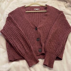 Burgundy Cropped Cardigan